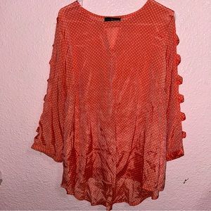 Fred David Women’s 1x coral polkadot blouse